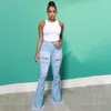 Calças de tamanho grande a moda feminina africana jeans de cobre quebrados