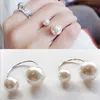 Fedi nuziali Anello aperto Trendy Fashion Women's Size Pearl Temperament Wild Double Jewelry Lover GiftWedding