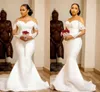 Aso ebi Mermaid Wedding Dresses with Sheer Neck Illusion Leng Sleeves Bridal Dress Lace Appliques Pearls Vestido de noiva bc12953