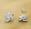 Panash Fine Jewelry Flower Natural Zirconia Diamond CZ Stud Earring Real Sterling Silver Party Wedding Earrings for Women ED105