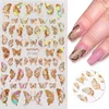 Adesivi Decalcomanie 1PC Glitter Holographics 3D Farfalla Nail Art Cursori Primavera Estate Trasferimento d'oro Fogli Avvolge Decorazione Prud22