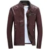 Jaqueta de couro falsa Menas Moda Slim Fit Pu Leather Jackets Homem Casual Primavera Autumn Outo