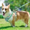 Köpek yaka tasmalar baskı çiçek koşum tasma set orman çiçek evcil hayvan köpek yelek küçük orta büyük köpekler Chihuahuadog için ayarlanabilir