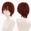 Short Straight Wigs Wine Red Synthetic Hair with Bangs for Men Male Women Heat Resistant Cosplay Costume Anime Daily Wig 220622