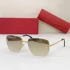 Gold Carti Square Man Sunglasses Mulheres Moda Eyewear Leopardo Polarizado Anti Luz Azul Lente UV Revestimento Metal Quadro Parafuso Designer Mans Pilot Sunglass Size59 18 145