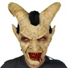 Feestmaskers lucifer cosplay masker demon devil hoorn latex met bloedige mond Halloween horror kostuum rekwisieten 230206