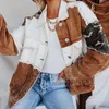 Kurtki damskie Turn-Dowm Lapel Vintage kamuflaż szedł szedł kurtka patchwork dżinsowy kowbojka metalowy płaszcz pojedynczy piersi ”