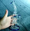 10 inch Blue Glass Water Bong Hookahs with Tire Perc Female 14mm Smoking Pipes
