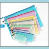 Filing Supplies Products Office School Business Industrial 10Pcs Portable Thickened File Folder Organizer Bag Mesh Zipper Transparent File