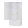 Storage Holders & Racks 8 Cube Organizer Stackable Plastic Cube Storage Shelves Design Multifunctional Modular Closet Cabinet with Hanging Rod White