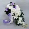 Wedding Flowers Bridal Bouquet Silk Rose Hand Holding Flower Decoration Holiday Party Supply European Waterfall Roses BouquetWedding