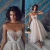 2022 African Luxurious Tea Length Ball Gown Wedding Dresses Beaded Lace 3D Appliques Crystal Plus Size Bridal Gowns BC10190 B0623G1