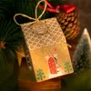 24Sets Christmas Kraft Paper Box Santa Claus Snowman Deer House Shape Candy Boxes With Advent Calender Number Sticker Present Bag 220427