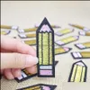 Sewing Notions Tools Apparel Diy Golden Penciles Stripe Embroidered Badges Clothing Applique For Accessories Sew Supplies Garment Melt Adh