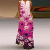 Summer Sleeveless Maxi Dresse Vintage Flowers Printed Bohemian Long Dress Robe Female Elegant VNeck Beach Dress Sundress 220601