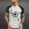 Hommes TShirt rayé TShirt col rond mode Poker imprimer à manches courtes haut en polyester été vêtements pour hommes Street Wear 220607