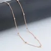 Chains 3mm Bead Wide Fashion Women 585 Rose Gold Oval Ball Necklace Beaded Chain 50cm 60cm JewelryChains