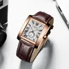 Wristwatches Vintage Classic Square Brown Leather Strap Wrist Watches Fashion Brand Men's Quartz Clock Montre FemmeWristwatches Hect22