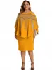 Plus Size Dresses Dress Women's Clothing O-Neck Robe Fashion Office Lady Casual Midi Oversized Large Big 3XLPlus