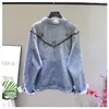 Kvinnorjackor Kvinnors vintage rivet Tassel Denim Jacka Kvinnor Turned Collar Casual Coat Kvinnlig utkl￤der Feminin Streetwear Jean