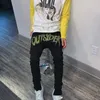 Jeans pour hommes Tendance Noir 2022 Ripped Jogger Fashion Street Skinny Destroyed Cozy Stretch Drill Washed Punk Denim PantsMen's