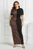 Плюс платья размера Женщины 5XL Leopard Snake Print Long платье Лето 2022 с коротким рукавом Slim Else Codycon халат карандаш Maxi Vestidos