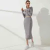 Wixra Womens Elegant Set Slim Fit T Shirts Elastic Waist Mid Calf kjolar High Street Suits Spring Summer T220729