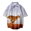 Mäns avslappnade skjortor boutique camisa maskulina skjorta 3d tryck cheetah för man harajuku stil strand kortärmad camisas de hombre eldd22