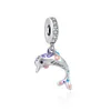 925 sterling Silver Dangle Charm New Ocean Dolphin Whale Murano Glass Turtle DIY Beads Bead Fit Pandora Charms سوار DIY المجوهرات