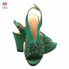 Модные итальянские женские туфли, соответствующая сумке в зеленом цвете зрелые африканские дамы, удобные каблуки сандалии для вечеринки 220721