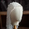 Pérolas elegantes tule véus de noiva cobrem rosto feminino de cabeça curta véus véus véus de luxo jóias para festas de festas de casamento cl0476