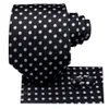 Black White Dot Designer Silk Wedding Tie For Men Handky Cufflink Gift Mens Slitte Fashion Business Party Dropshiping Hi-Tie