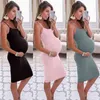 Maternity Clothes Women Summer Pregnant Maternity O Neck Mini Tunic Dress Lady Casual Solid Sundress G220309