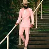 Pink Prom Suits For Men 2 Piece notched Lapel One Button Blazer Jack Tuxedos Groom Wedding Party Suit Pant Pant