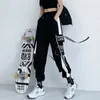 Femmes Cargo Pantalon Taille Haute Lâche Sport Pantalon Streetwear Vêtements Plus La Taille Pantalon Décontracté Qualité Élastique Bas 220325