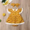 Girl's Dresses Born Baby Girl 0-24M Xmas Clothes Lace Romper Dress Jumpsuit Headband Outfit SetGirl's