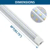 JESLED T8 LED Tubes lumière en forme de D 8FT 90W lumière du jour blanc couvercle Transparent magasin Garage bureau lumières 6 paquets