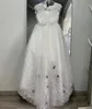 Girl's Dresses Luxury High Quality Flower Girl Dress Pärled 3D Appliques Sweep Train Well Desed Pageant Gowns Prom Evening Dressgirl's