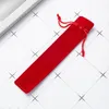 Creatief Design Plush Velvet Pen Pouch Holder enkele potloodtas Penhoes met touw Office School Writing Supplies Student Kerstcadeau SN4559