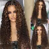 Highlights Water Wave Lace Front Human Hair Wigs For Women Brazilian Remy Brown Curly Full Lace Wig Pre Plucked With Baby Hairs