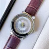 Moda luksusowe panie zegarek marki marki 36 mm diamentowy zegarek skórzany pasek stalowy panie kwarcowe zegar Boże Narodzenie Walentynki