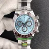 N Factory V4 Watches 116506 40mm 904L Ceramic Bezel 4130 Automatic Chronograph Mens Watch Ice Blue Dial Stainless Steel Bracelet Gents Wristwatches