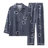 Caiyier Autumn Winter Men Pajamas Set Turnown Collar Long Sleeve Lengeve Sleave Sleepwear Pajama NightPijamas Home Wear 3XL 220511