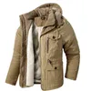 Зимняя куртка мужчины с капюшоном для брюшной палаты хлопчатобумажного снежного снежного пальто мужское тонкое подходящее для повседневного флиса теплые куртки Man Classic Parkas L220706