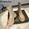 2022 Platform Women Long Boots Pu Leather Ladies Zipper Knight Dikke Sole Flats schoenen Fashion Winter Hoge Heel Knie-Hoge Boots Y220817