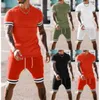 Мужские наборы летняя футболка брюки набор повседневных мужской одежды футболка мода костюм футболка мужские трексуиты