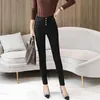 Jeans para mujer Mujer Otoño Invierno Plus Terciopelo Engrosamiento Estilo coreano Cintura alta Pecho Pecho Apretado Elasticidad Pantalones de lápiz fino