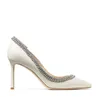 2022 Seksowne kobiety na wysokich obcasach Romy Sandals Sandals Buty liściowe krystalicznie wyczerpane spiczaste palce pumpy imprezowe ślub EU35-43 Oryginalne pudełko