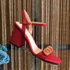 Классические босоножки на высоком каблуке мода для вечеринок 100% кожаная женская танцевальная обувь дизайнер сексуальные каблуки замша леди металлическая пряжка ремня толстый каблук женская обувь большой размер 34-42 с коробкой