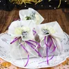 Italian Style Wedding Gift Wrap Favor Candy Bags Yarn Pouch With Flower Bouquets For Party Favours Table Decoration Supplies 50 Sets